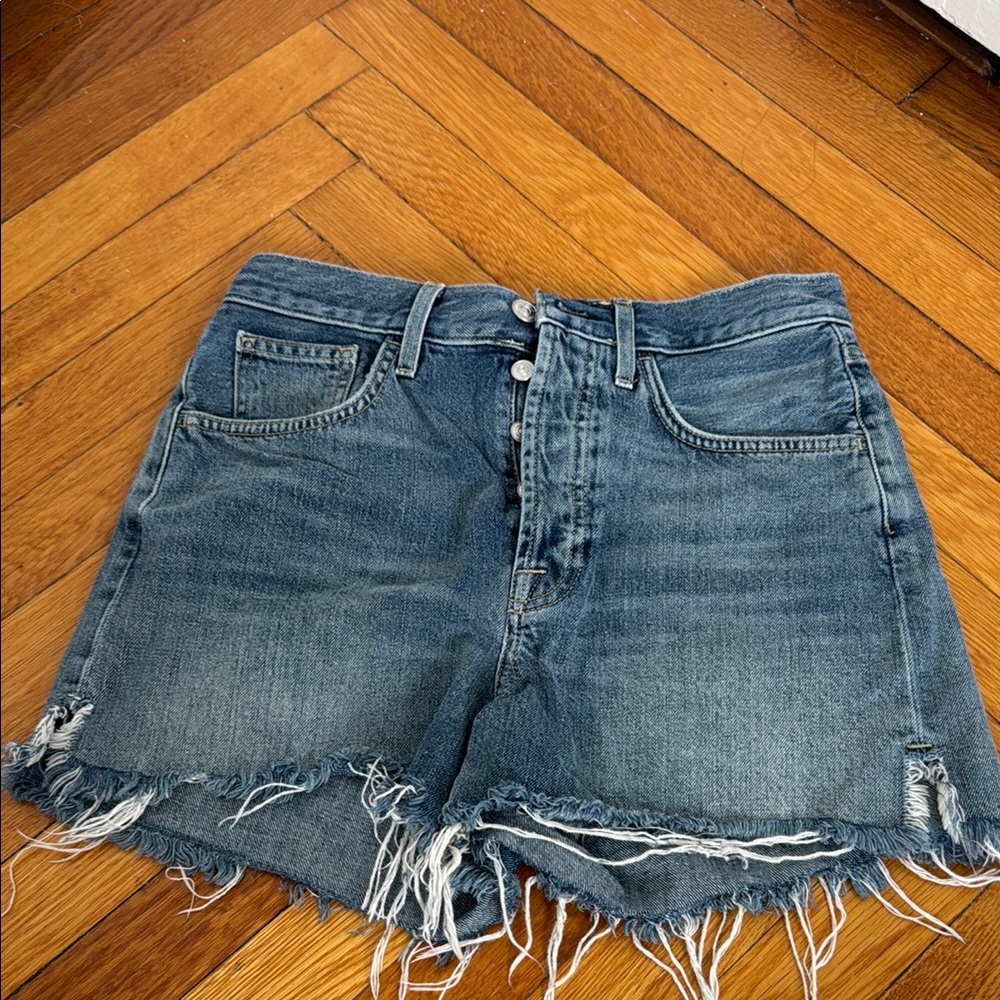 7 For All Mankind Denim Frayed Hem Women Shorts